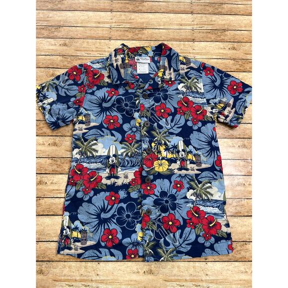 Disney Parks Mickey Hawaiian Button Down Shirt Medium (8/10) - Picture 1 of 4